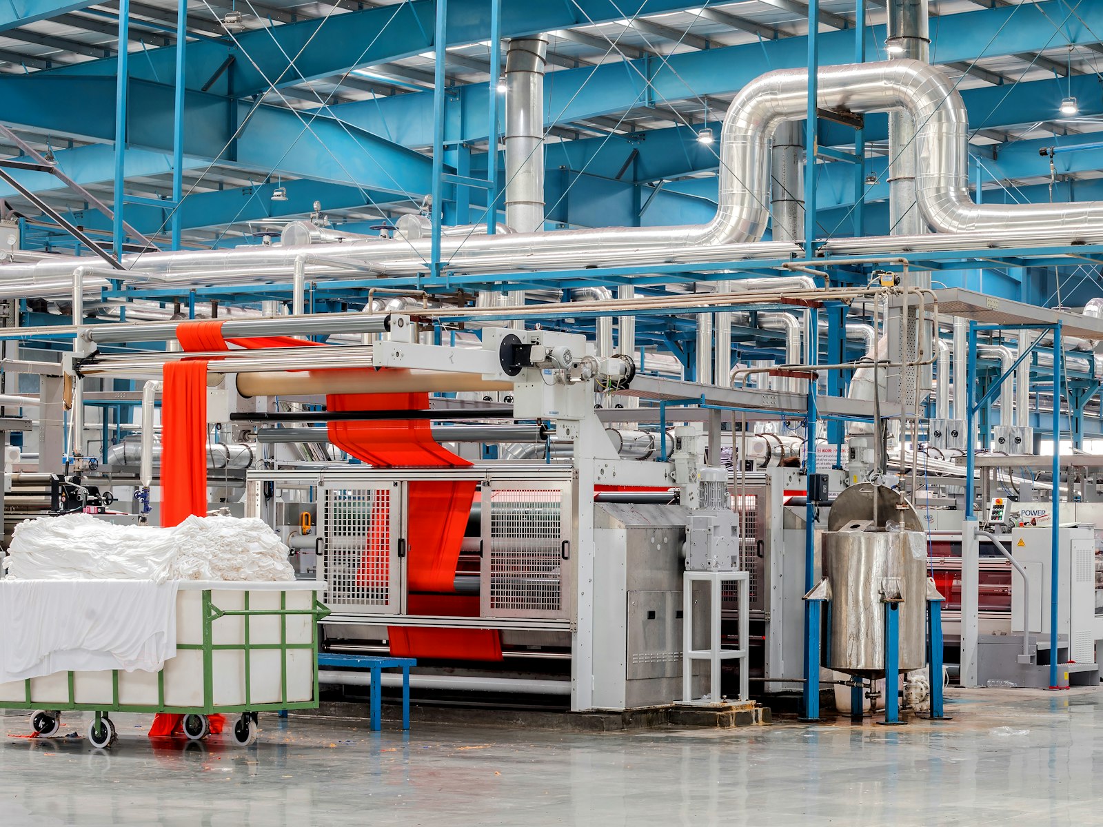 A plastic film production line inside a factory
